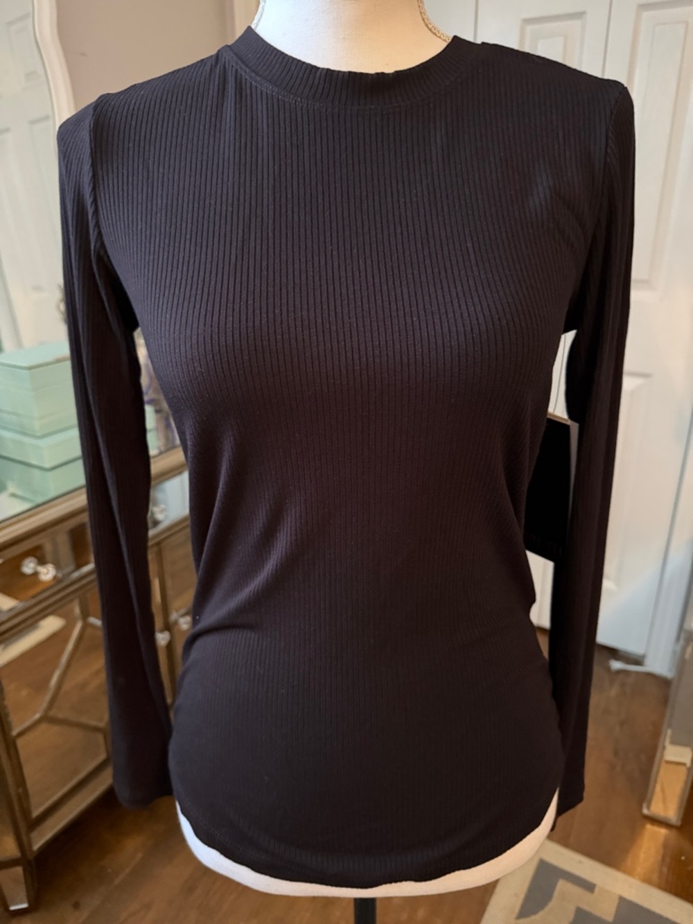 Truth By Republic Classic Ribbed Long-Sleeve Best Black Tee - Modal Soft S/P ❤️